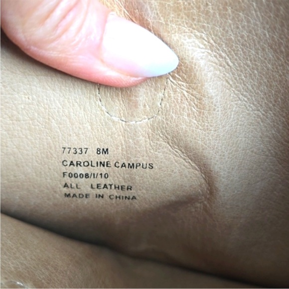 FRYE- CAROLINE CAMPUS Cognac Leather Wedge Boots - Picture 8 of 9